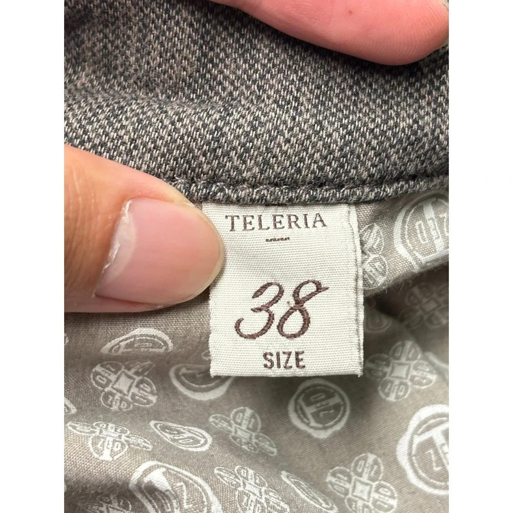 Teleria Zed Cobra 19 Grey Textured Pants Mens 38X29 Made in Italy Straight Leg